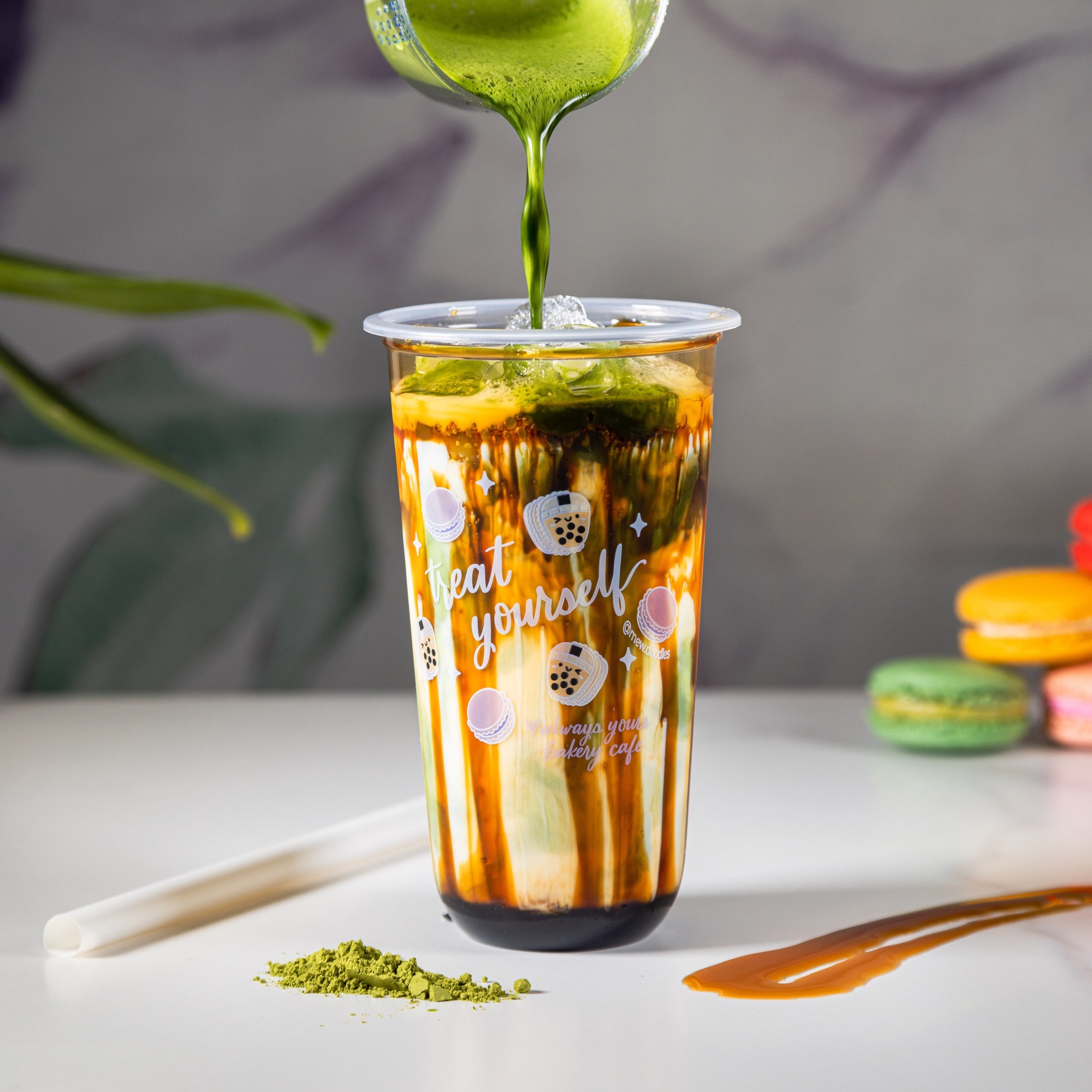 Strawberry Matcha Latte Bubble Tea - Oh, How Civilized